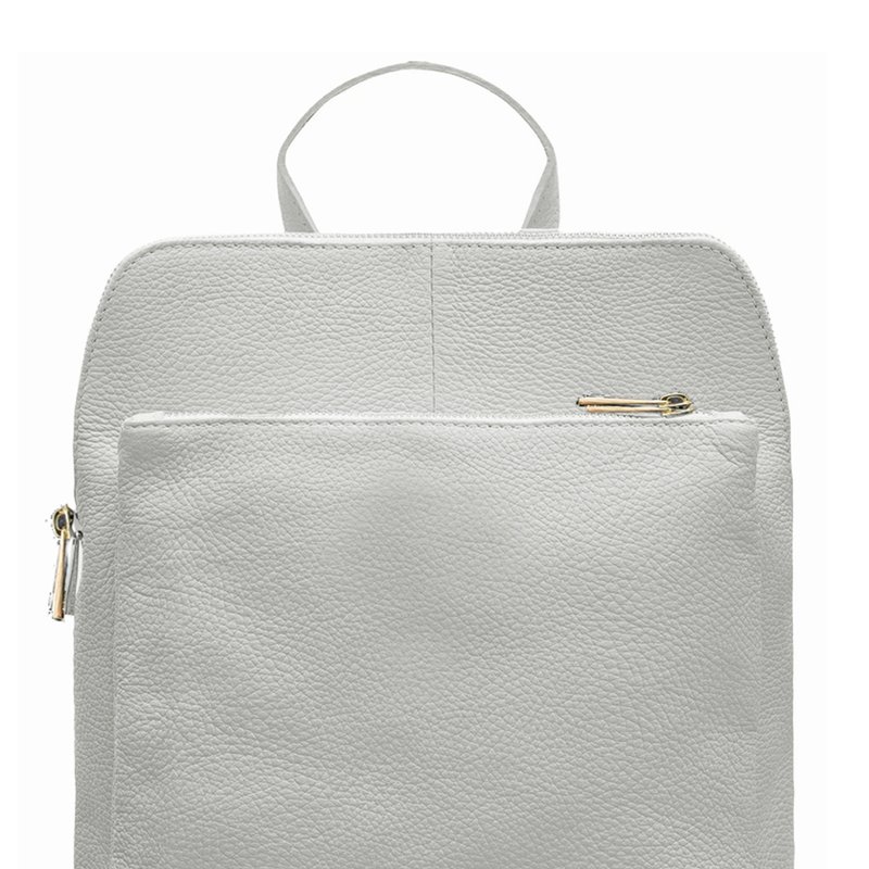 Sostter White Soft Pebbled Leather Pocket Backpack | Biyie
