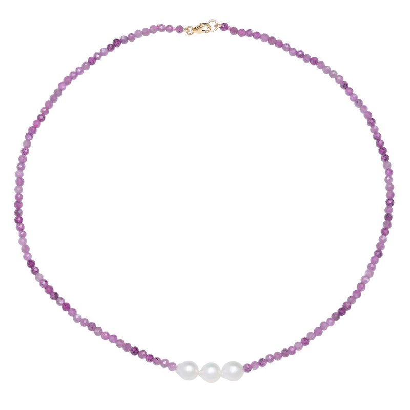 Soul Journey Jewelry Star Ruby And Pearl Necklace In Purple