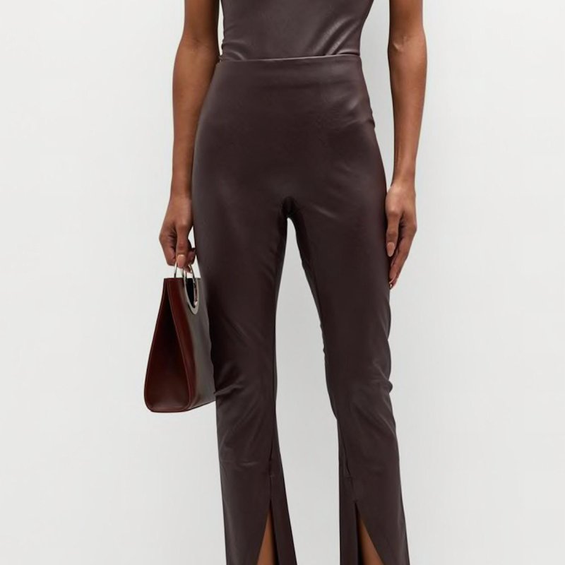Shop Spanx Leather-like Front Slit Legging In Cherry Chocolate In Purple