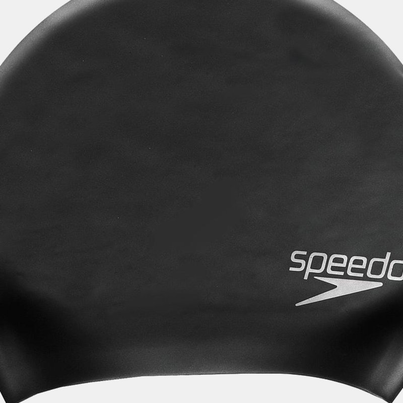 Speedo Unisex Adult Long Hair Silicone Swim Cap In Black