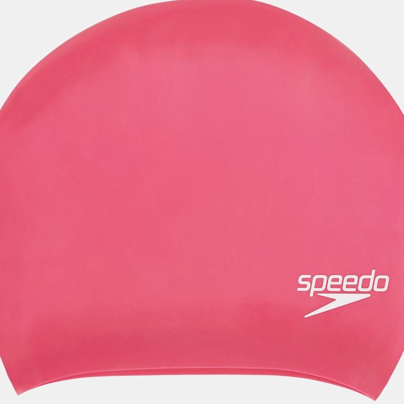Speedo Unisex Adult Long Hair Silicone Swim Cap In Pink
