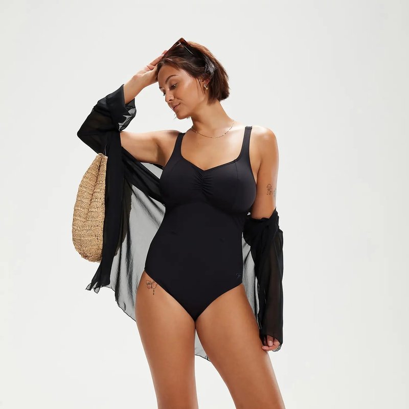 Shop Speedo Womens/ladies Aquanite Shaping One Piece Bathing Suit In Black