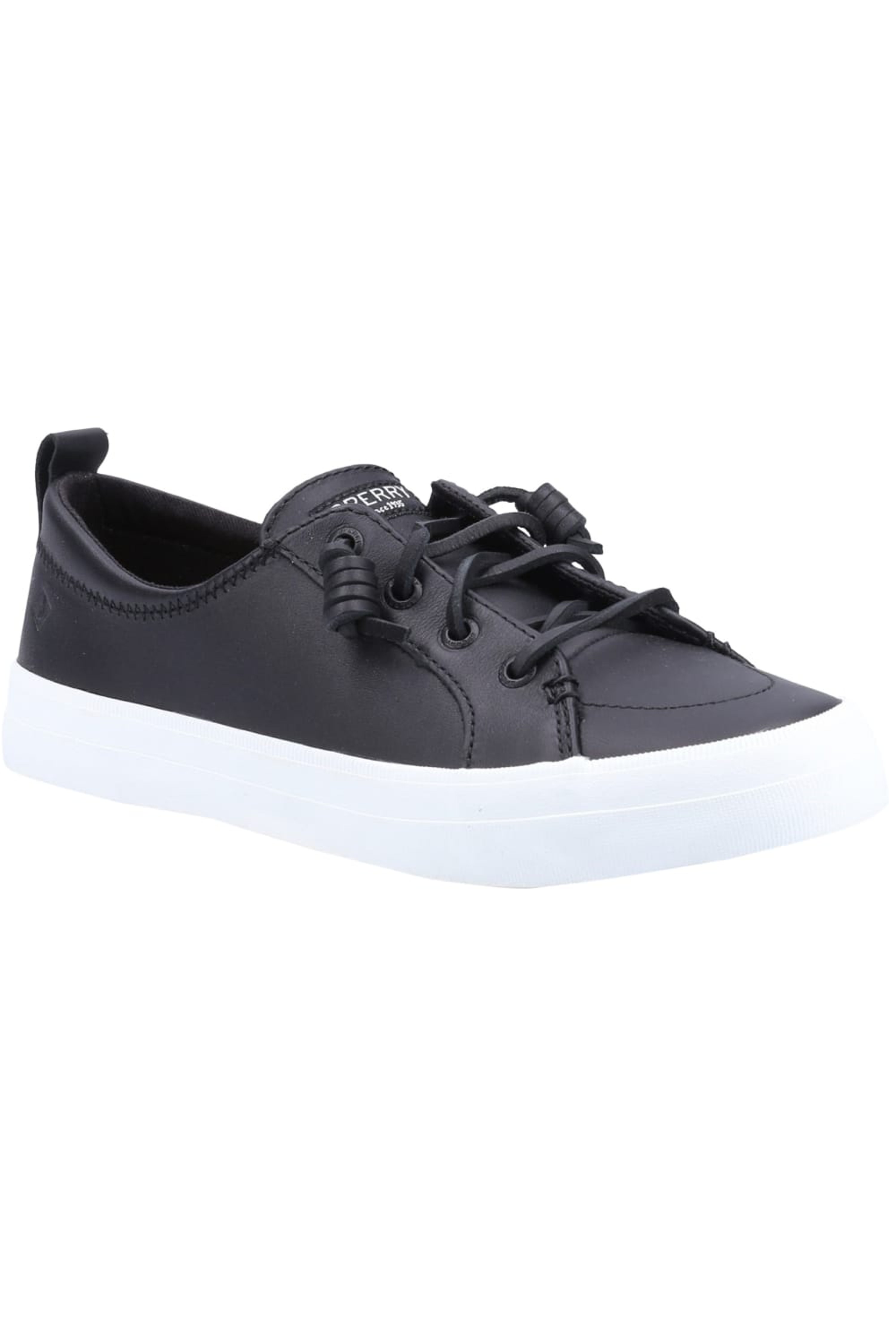 SPERRY SPERRY SPERRY WOMENS/LADIES CREST VIBE LEATHER SNEAKERS (BLACK)