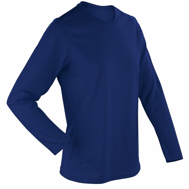 Spiro Ladies/womens Sports Quick-dry Long Sleeve Performance T-shirt (navy) In Blue