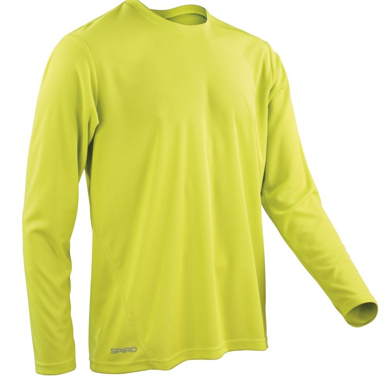Spiro Mens Sports Quick-dry Long Sleeve Performance T-shirt (lime Green)
