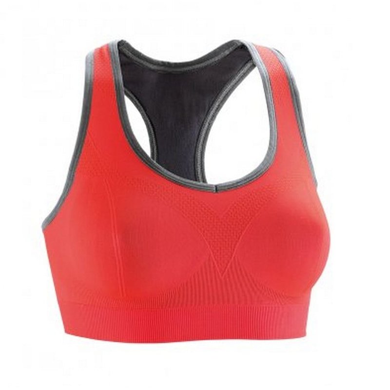 Spiro Womens/ladies Fitness Cool Compression Sports Bra (hot Coral/phantom Grey) In Red