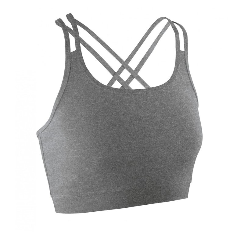 Spiro Womens/ladies Fitness Sleeveless Crop Top (sport Gray Marl) In Grey