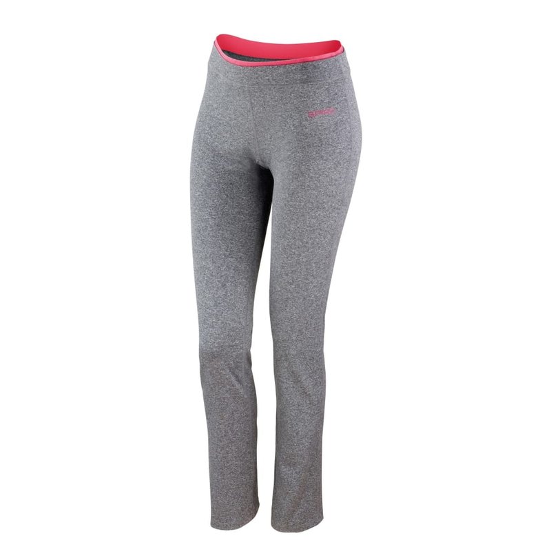 SPIRO SPIRO WOMENS/LADIES FITNESS TROUSERS/BOTTOMS/PANTS (SPORT GRAY MARL / HOT CORAL)