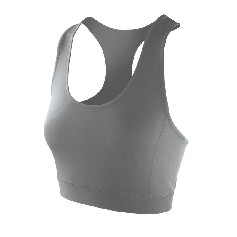 Spiro Womens/ladies Softex Stretch Sports Crop Top (cloudy Gray) In Grey