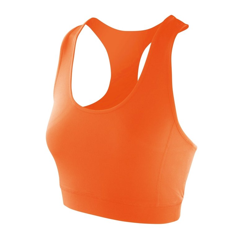 Spiro Womens/ladies Softex Stretch Sports Crop Top (tangerine) In Orange