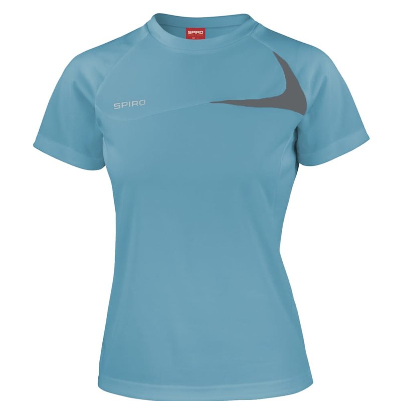 Spiro Womens/ladies Sports Dash Performance Training T-shirt (aqua/grey) In Blue