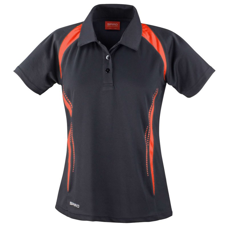 Spiro Womens/ladies Sports Team Spirit Performance Polo Shirt (black/red)