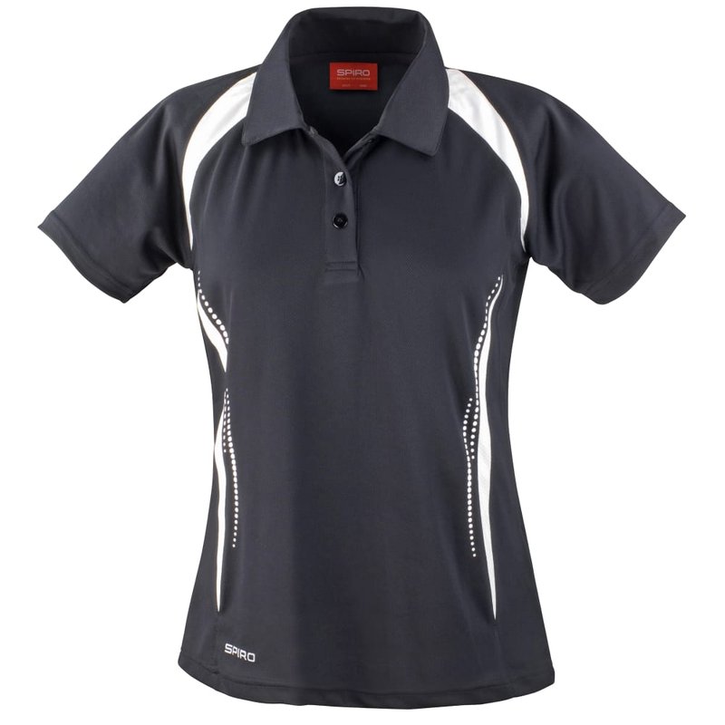 Spiro Womens/ladies Sports Team Spirit Performance Polo Shirt (black/white)