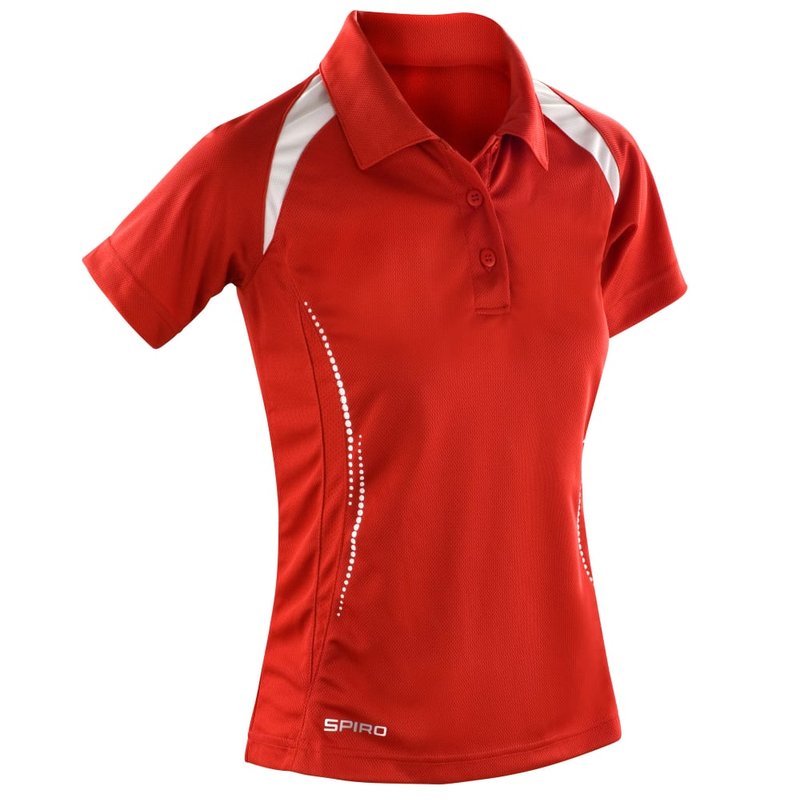 Spiro Womens/ladies Sports Team Spirit Performance Polo Shirt (red/white)