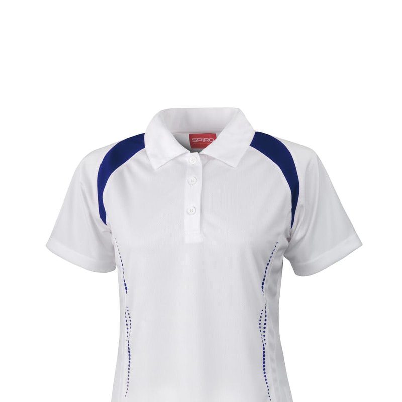 Spiro Womens/ladies Sports Team Spirit Performance Polo Shirt (white/navy)