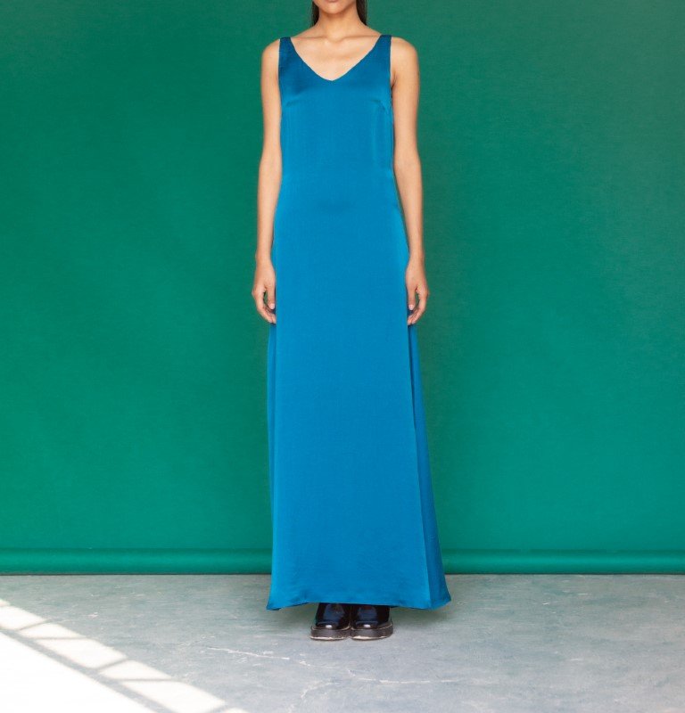 Sruti Dalmia Sofia Silk Dress In Blue