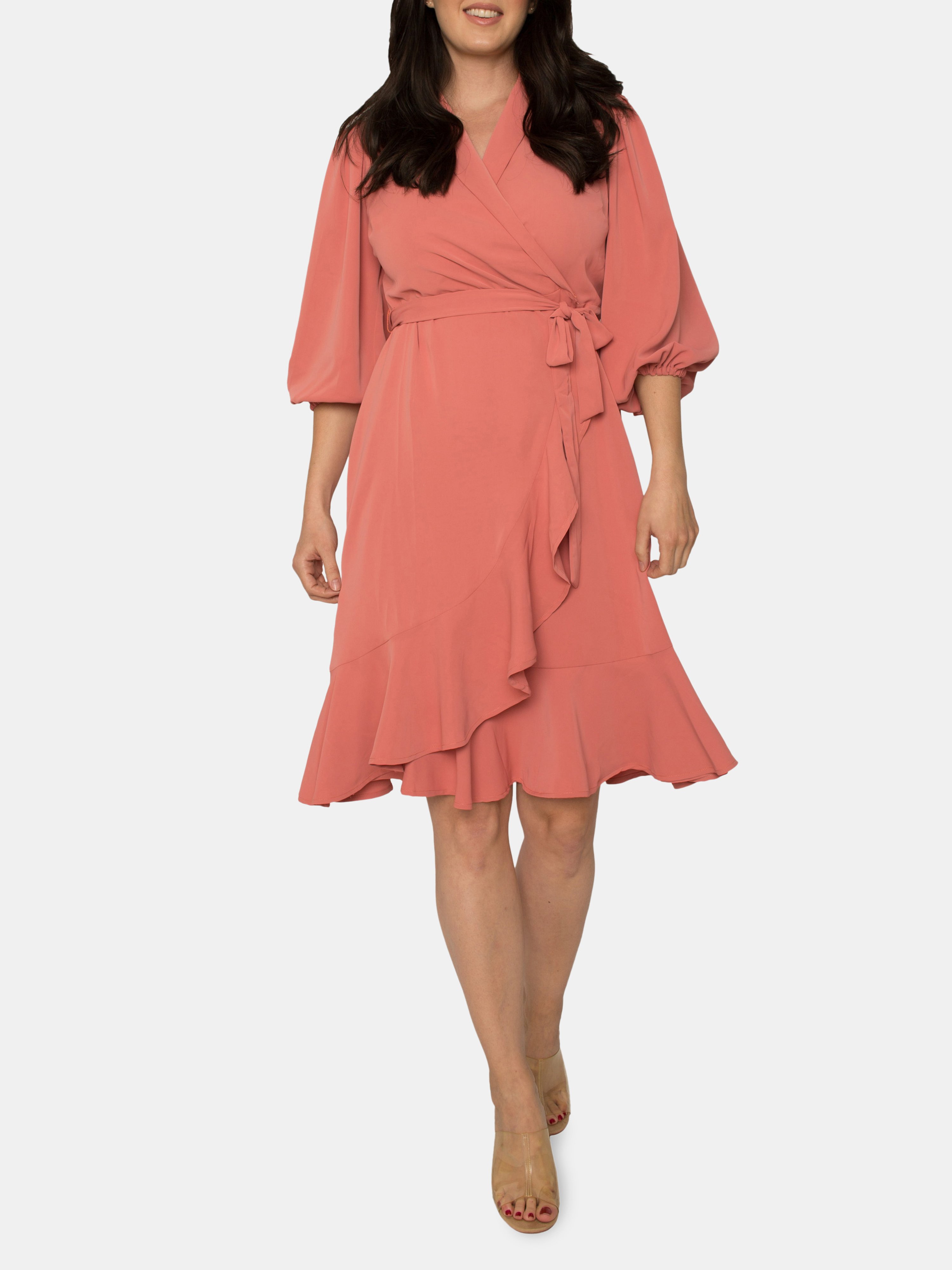 STANDARDS & PRACTICES STANDARDS & PRACTICES KYLIE RUFFLE WRAP MIDI DRESS