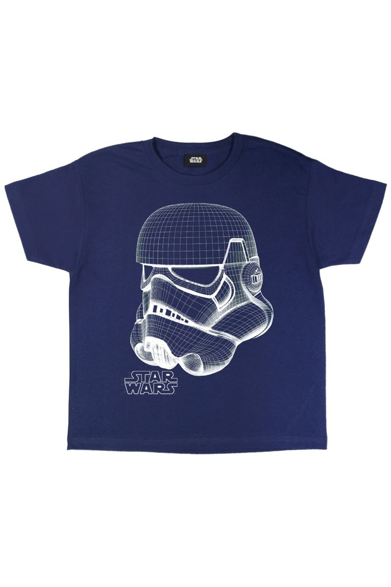 Star Wars Boys Stormtrooper Wireframe T-Shirt (Navy) - Navy