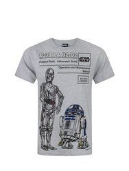 Star Wars Mens C-3PO And R2-D2 T-Shirt (Gray) - Gray