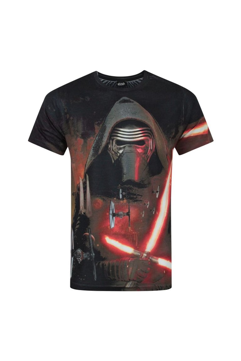 Star Wars Mens Force Awakens Kylo Ren Lightsabre Sublimation T-Shirt (Black) - Black