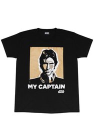 Star Wars Mens My Captain Han Solo T-Shirt (Black) - Black