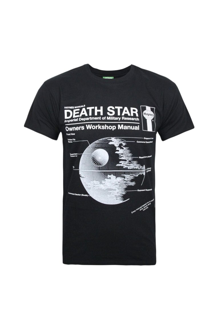 Star Wars Official Mens Haynes Manual Death Star T-Shirt (Black) - Black