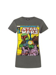 Star Wars Womens/Ladies Boba Fett Comic T-Shirt (Charcoal) - Charcoal