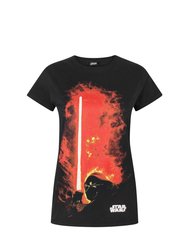 Star Wars Womens/Ladies Darth Vader Lightsaber T-Shirt (Black) - Black