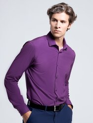 Men's Plum Purple Long Sleeve Geo Dress Shirt