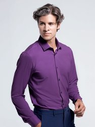 Men's Plum Purple Long Sleeve Geo Dress Shirt - Plum Purple