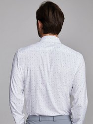 Men's White And Pink Moon All Over Print Dress Shirt 