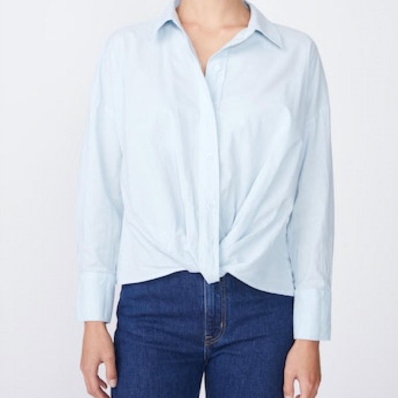 Shop Stateside Long Sleeve Twist Front Shirt In Sky In Blue