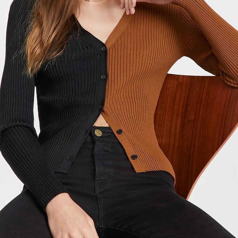 Shop Staud Cargo Ribbed Knit Cardigan In Brown