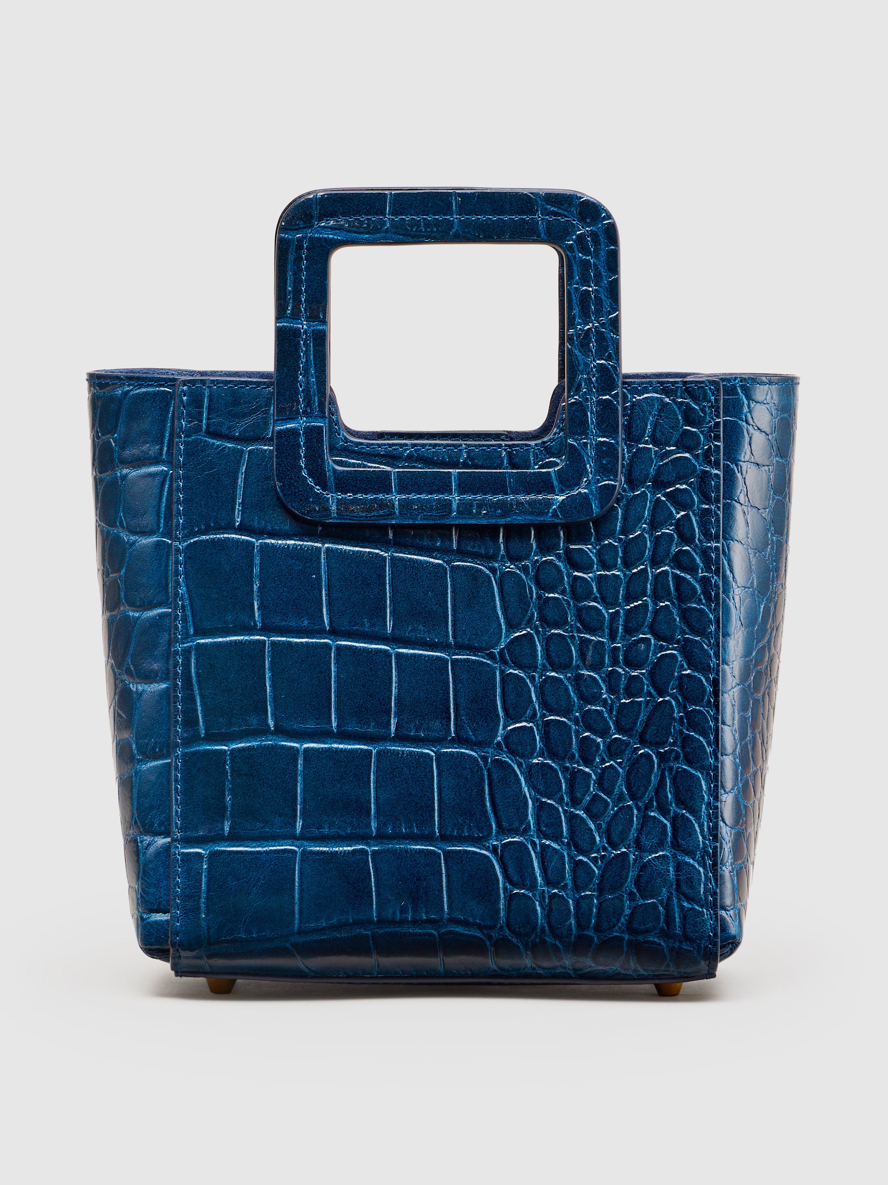 Staud Mini Shirley Leather Bag In Ink Blue