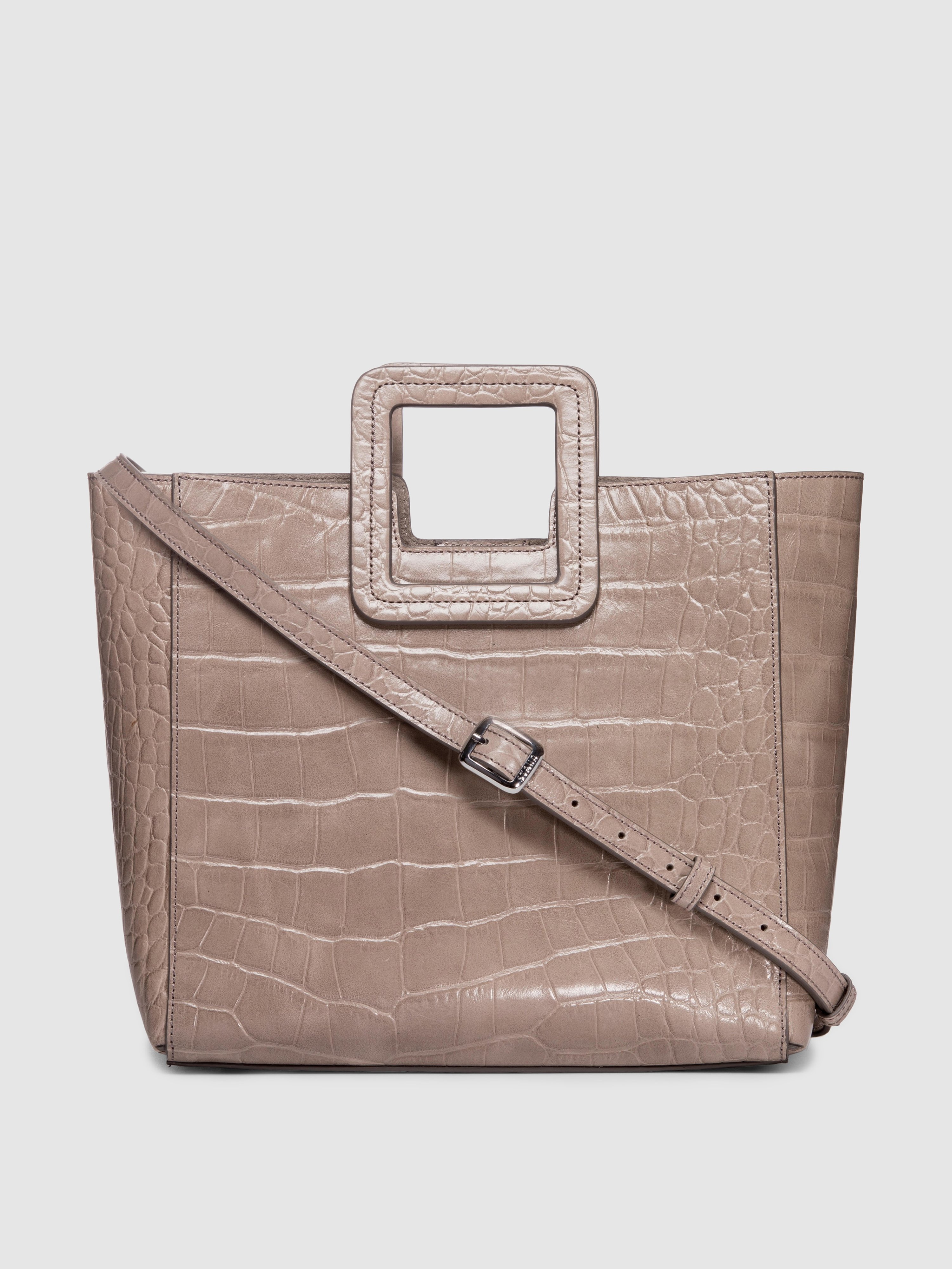 Staud Shirley Leather Bag In French Gray