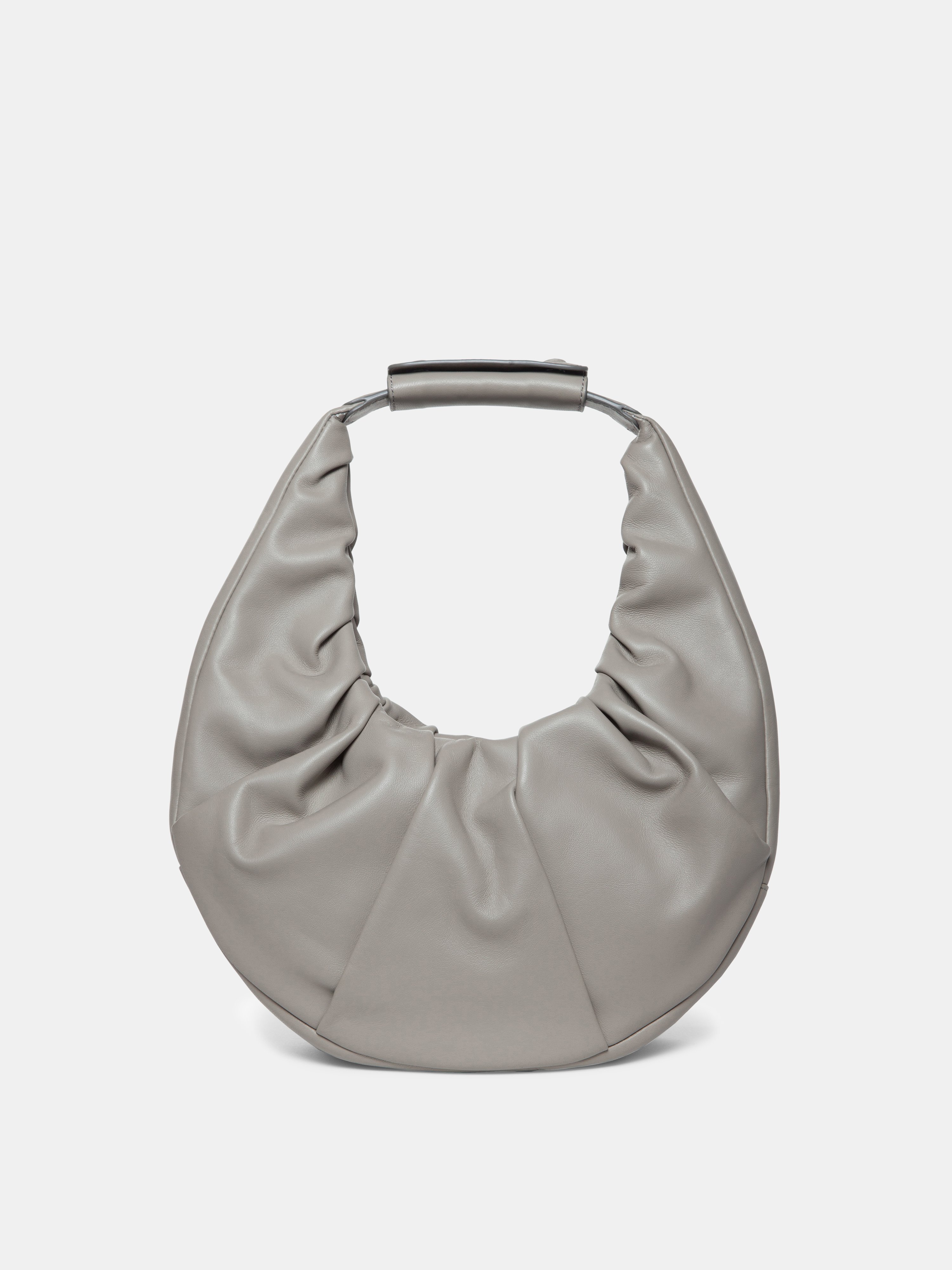Staud Soft Pleated Moon Bag In French Gray