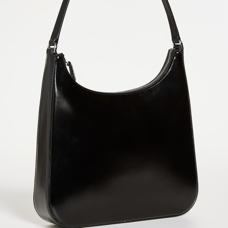 Shop Staud Women Alec Embossed Logo Shoulder Leather Bag In Black