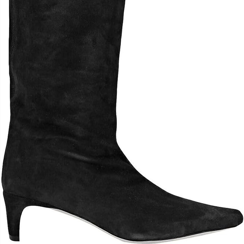 Shop Staud Women Wally Suede Pull On High Boots In Black