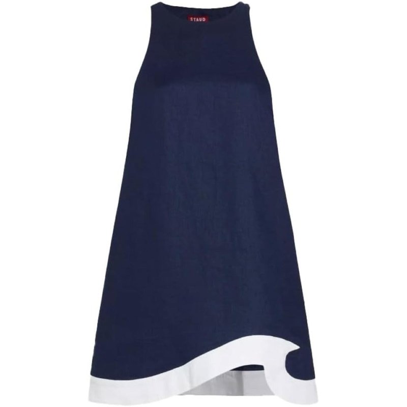 Shop Staud Women's Allori Linen Shift Dress In Blue