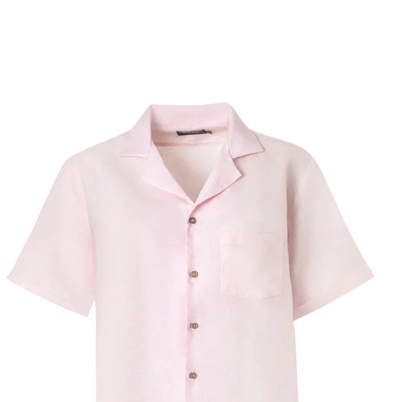 Steam Beachwear Linen Short Sleeve Summer Shirt In Pink