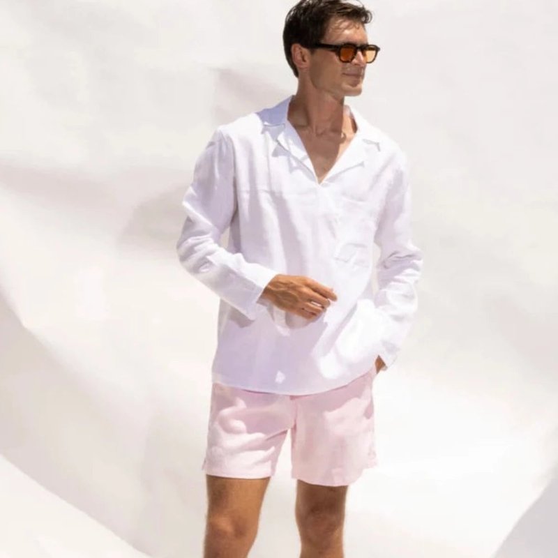 Steam Beachwear Linen Short In Pink