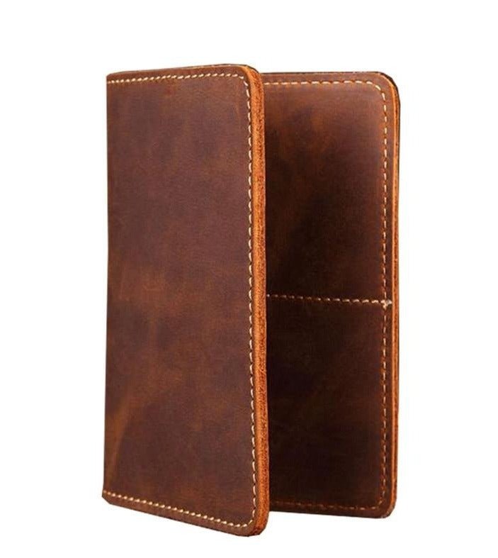 Steel Horse Leather Priam Handmade Leather Passport Cover In Brown