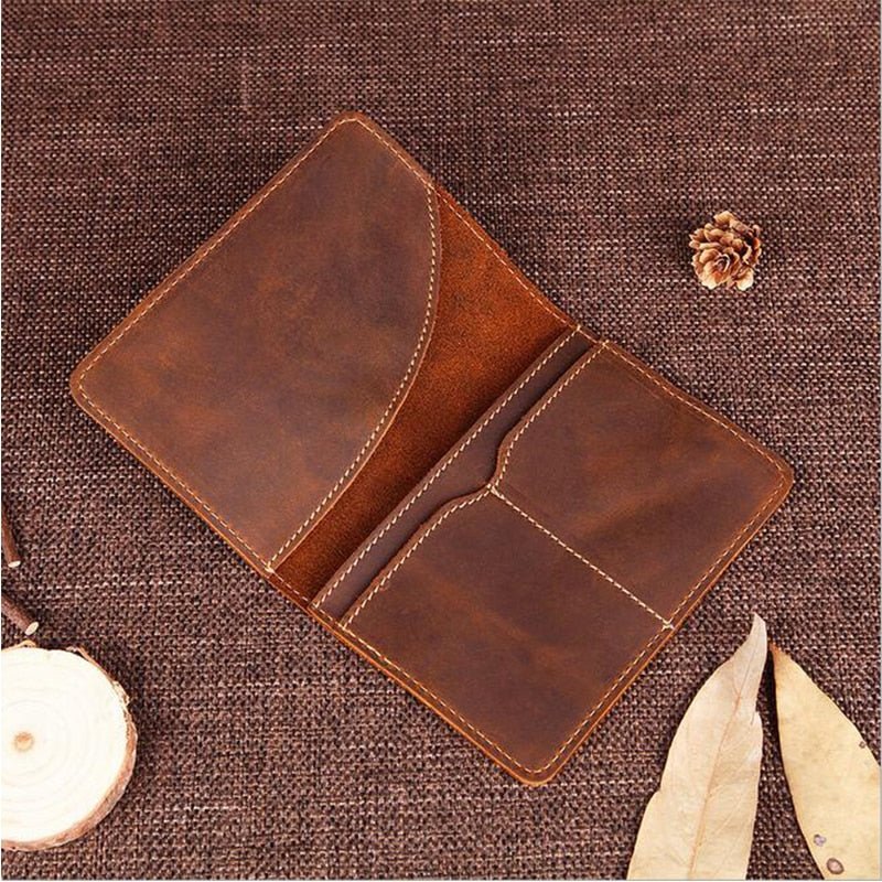 Shop Steel Horse Leather Priam Handmade Leather Passport Cover In Brown