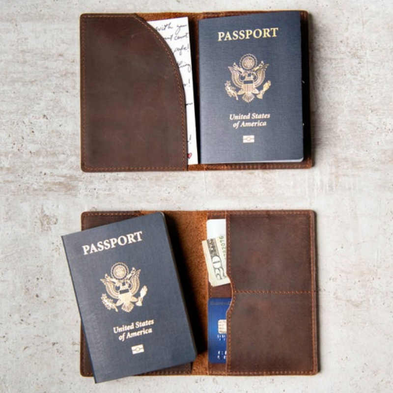 Shop Steel Horse Leather Priam Handmade Leather Passport Cover In Brown