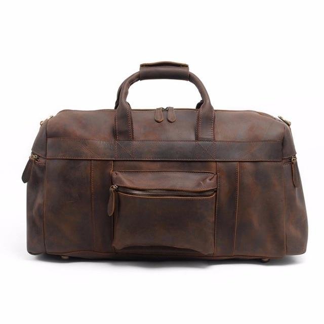 Steel Horse Leather The Asta Weekender Handcrafted Leather Duffle Bag In Brown