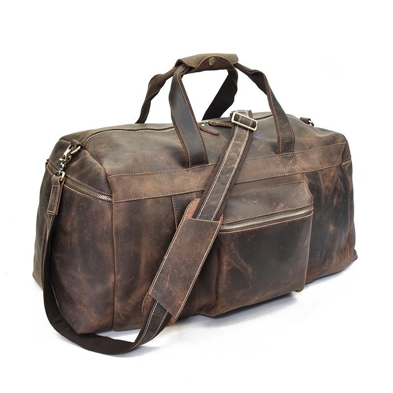 Shop Steel Horse Leather The Colden Duffle Bag Large Capacity Leather Weekender In Brown