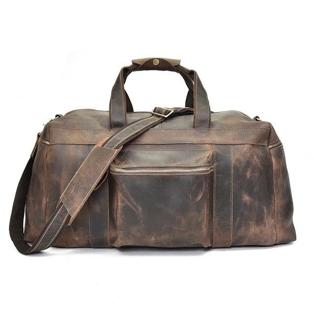 Steel Horse Leather The Colden Duffle Bag Large Capacity Leather Weekender In Brown