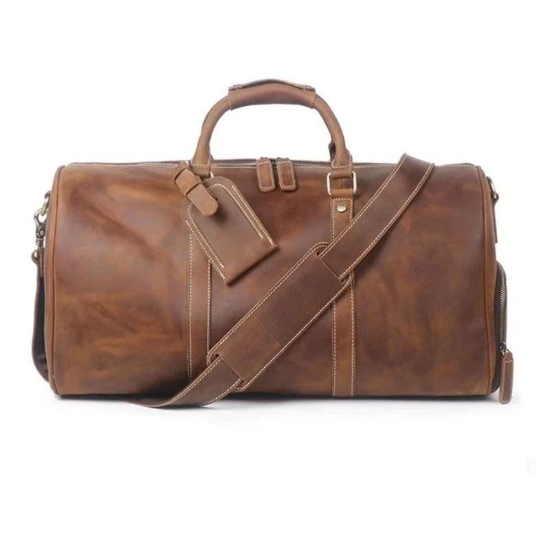 Steel Horse Leather The Dagny Weekender Large Leather Duffle Bag In Brown