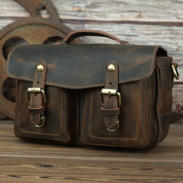 Shop Steel Horse Leather The Faust Leather Crossbody Vintage Camera Messenger Bag In Brown