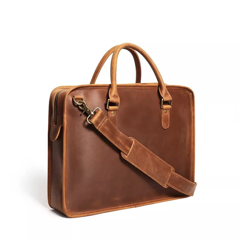 Steel Horse Leather The Hemming Leather Laptop Bag | Vintage Leather Briefcase In Brown